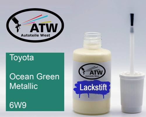 Toyota, Ocean Green Metallic, 6W9: 20ml Lackstift, von ATW Autoteile West.